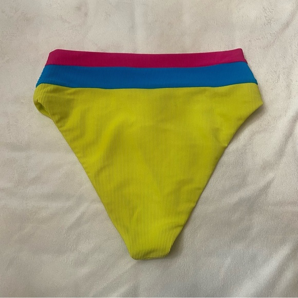 New! Beach Riot Heidi Retro Bright Color Block Ribbed Bikini Bottom 3831 - Picture 5 of 8